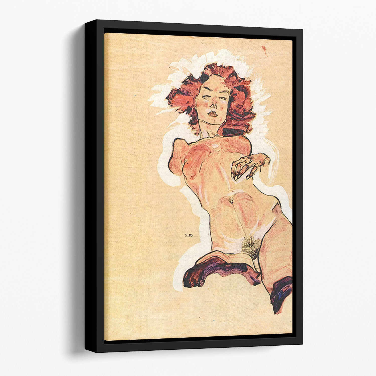 Female Act by Egon Schiele Floating Framed Canvas