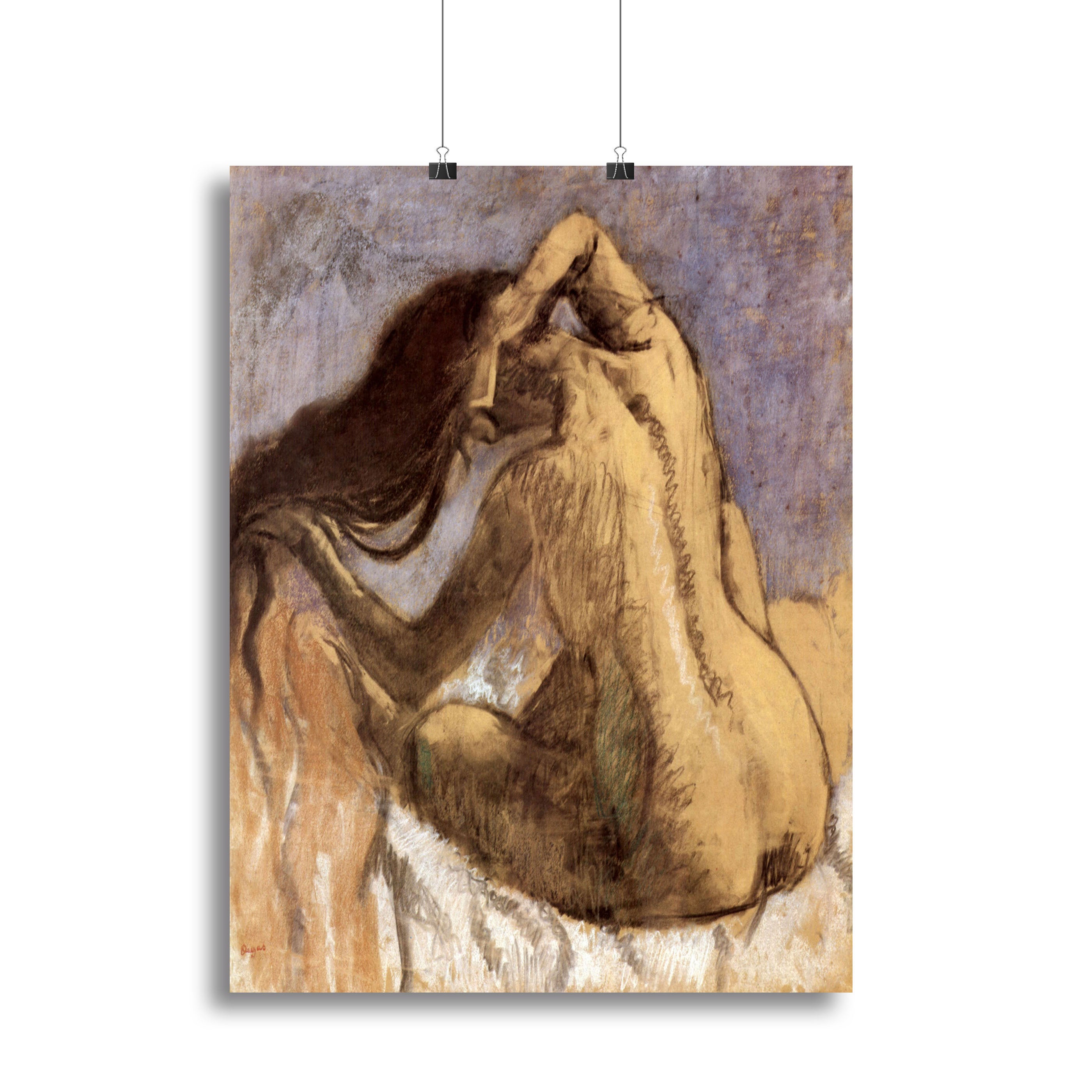 Female combing hair by Degas Canvas Print or Poster - Canvas Art Rocks - 2