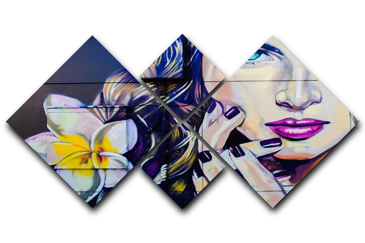 Femme Fatale Graffiti 4 Square Multi Panel Canvas  - Canvas Art Rocks - 1