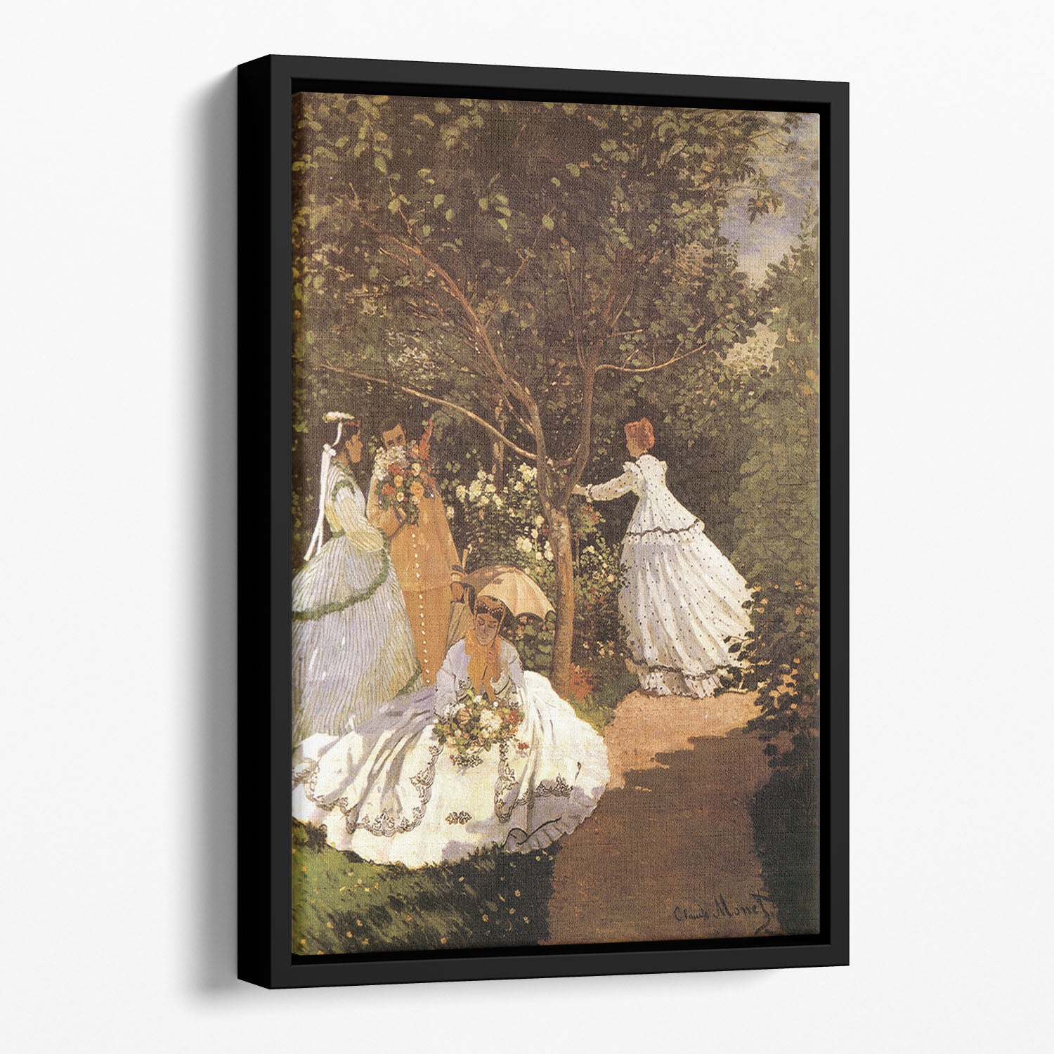Femmes au jardin 1867 by Monet Floating Framed Canvas