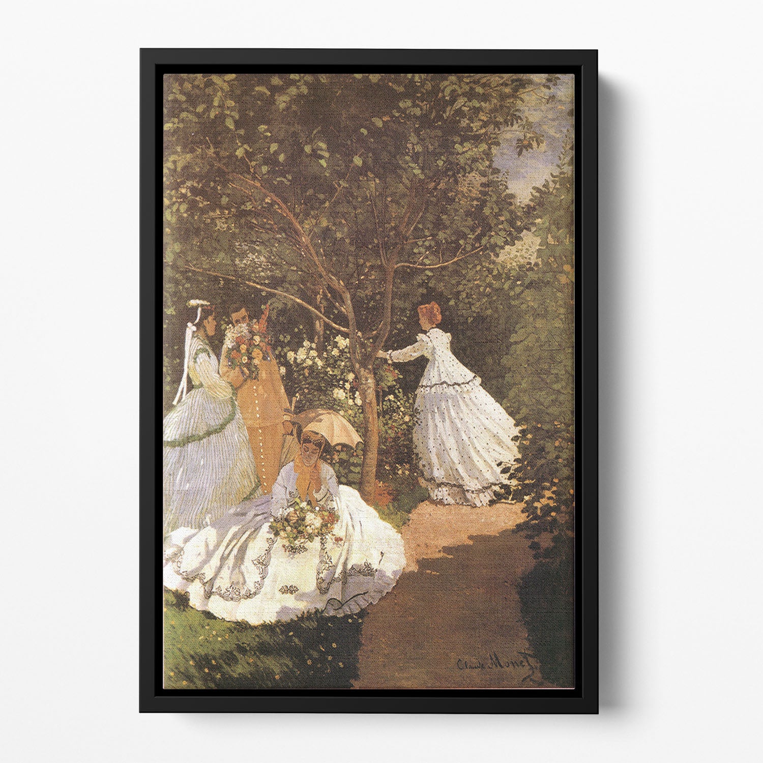 Femmes au jardin 1867 by Monet Floating Framed Canvas