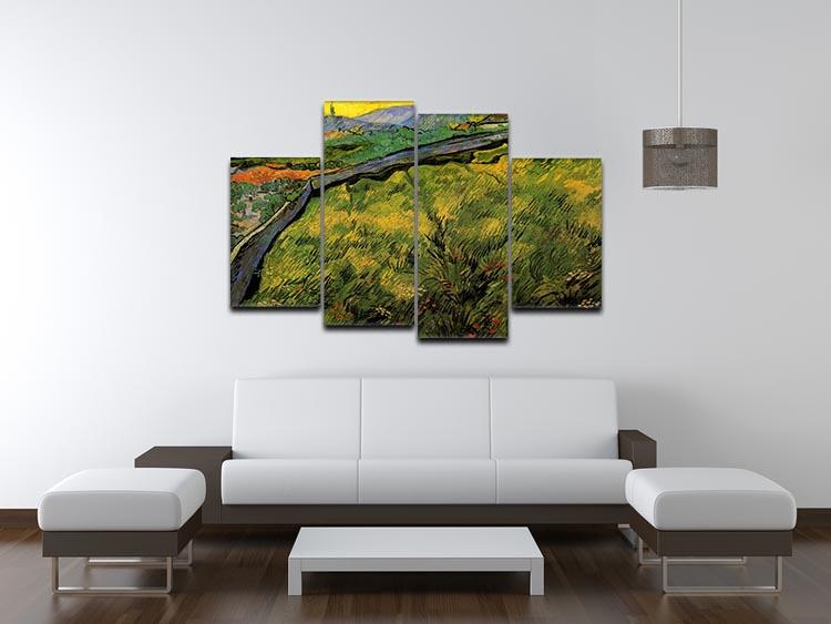 Field of Spring Wheat at Sunrise by Van Gogh 4 Split Panel Canvas - Canvas Art Rocks - 3