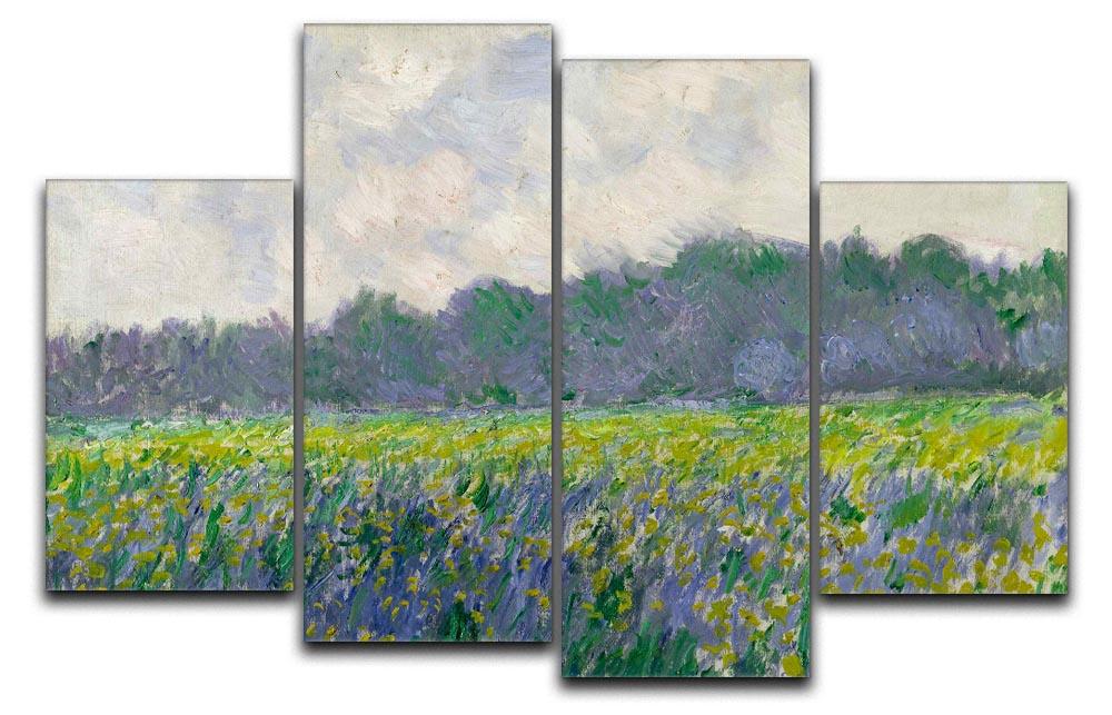 Field of Yellow Irises by Monet 4 Split Panel Canvas  - Canvas Art Rocks - 1