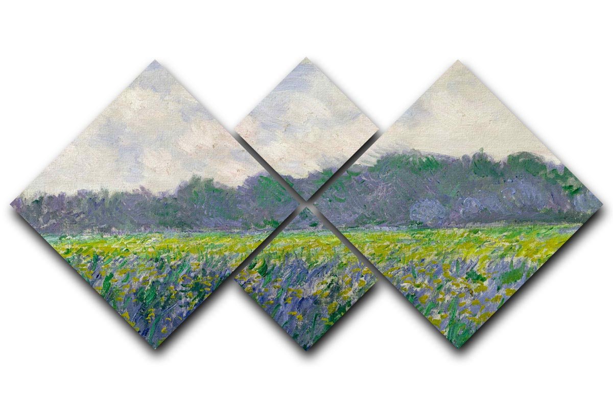 Field of Yellow Irises by Monet 4 Square Multi Panel Canvas  - Canvas Art Rocks - 1