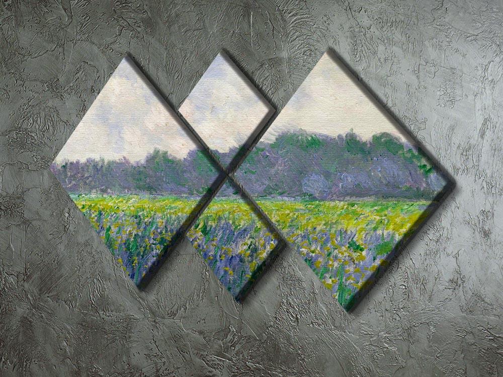 Field of Yellow Irises by Monet 4 Square Multi Panel Canvas - Canvas Art Rocks - 2