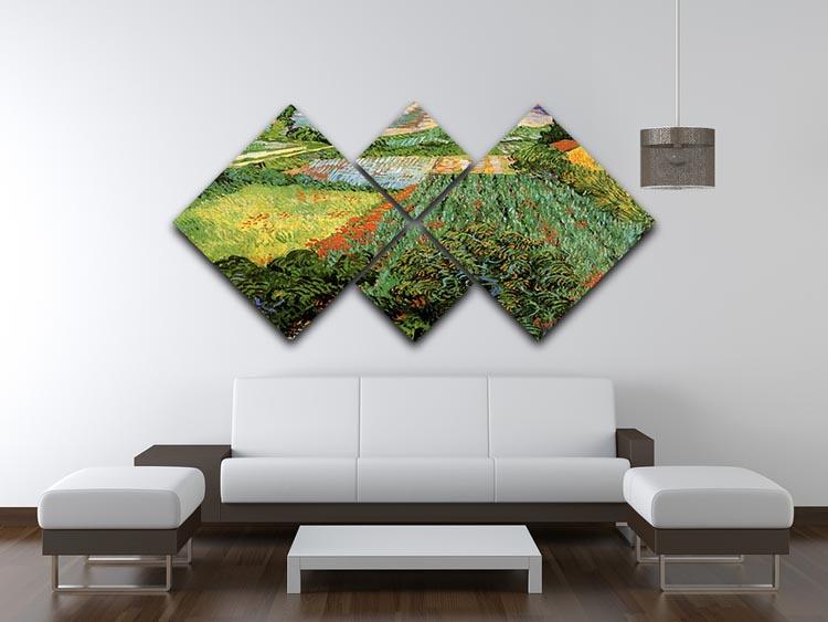 Field with Poppies by Van Gogh 4 Square Multi Panel Canvas - Canvas Art Rocks - 3