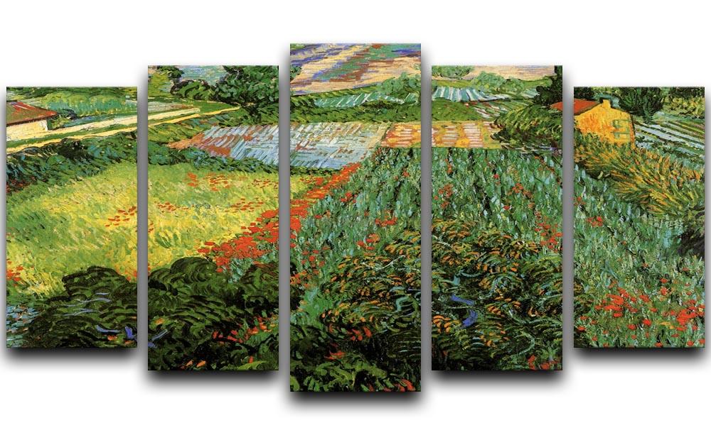 Field with Poppies by Van Gogh 5 Split Panel Canvas  - Canvas Art Rocks - 1