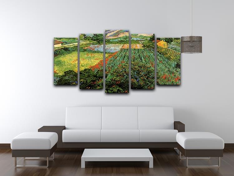 Field with Poppies by Van Gogh 5 Split Panel Canvas - Canvas Art Rocks - 3