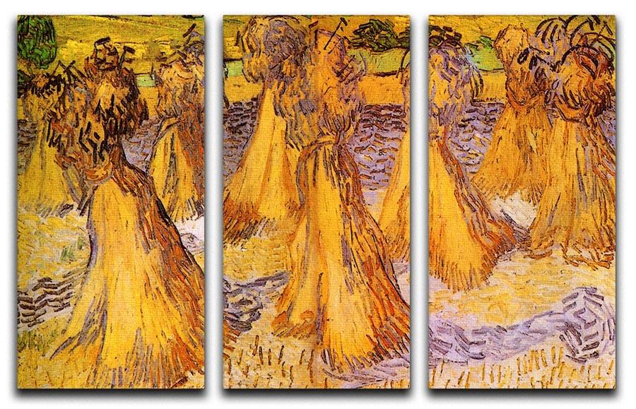 Field with Stacks of Wheat by Van Gogh 3 Split Panel Canvas Print - Canvas Art Rocks - 4