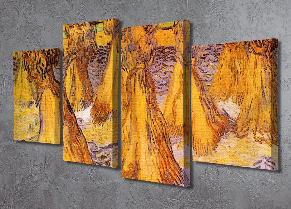 Field with Stacks of Wheat by Van Gogh 4 Split Panel Canvas - Canvas Art Rocks - 2