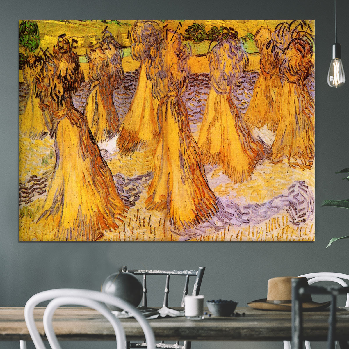 Field with Stacks of Wheat by Van Gogh Canvas Print or Poster - Canvas Art Rocks - 3