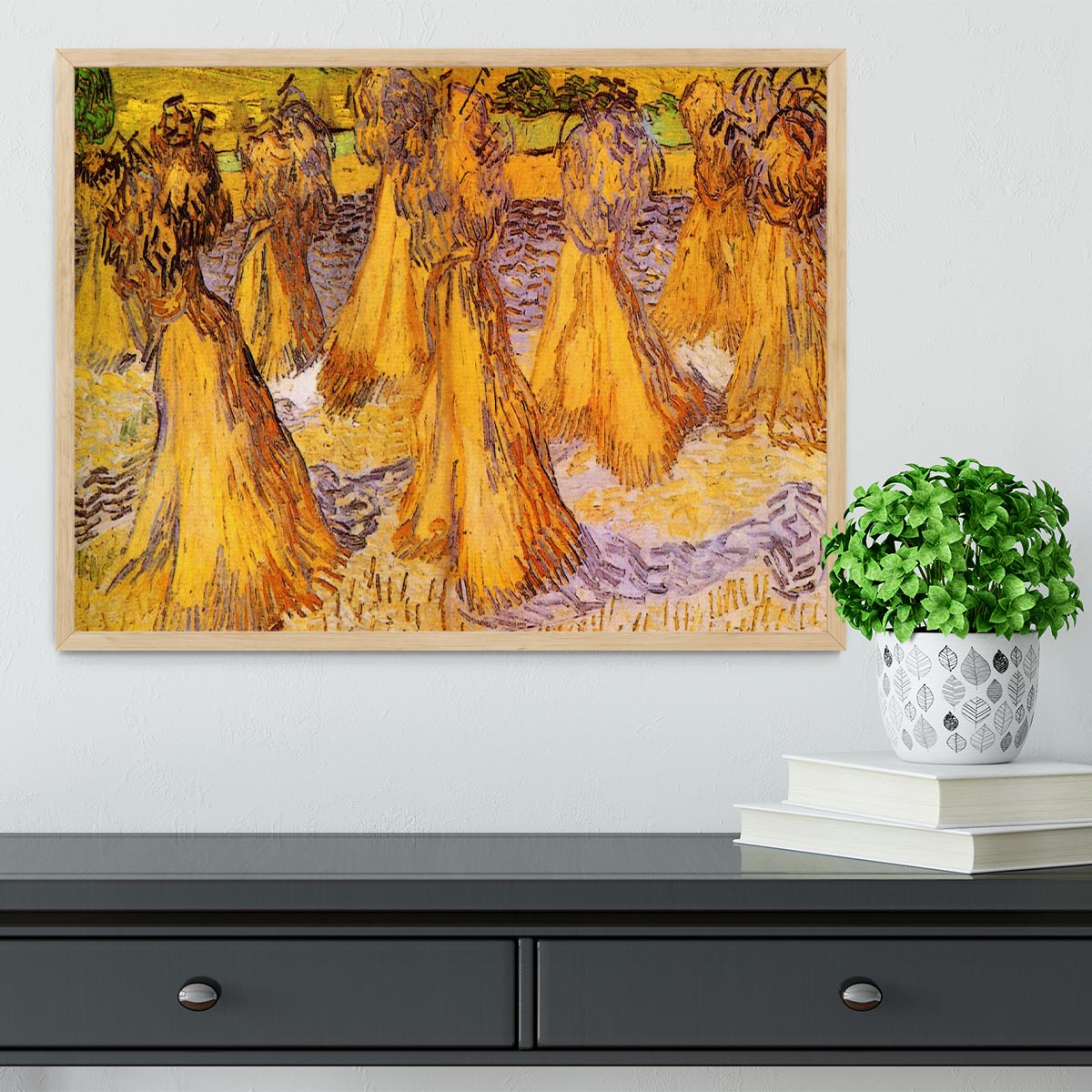 Field with Stacks of Wheat by Van Gogh Framed Print - Canvas Art Rocks - 4