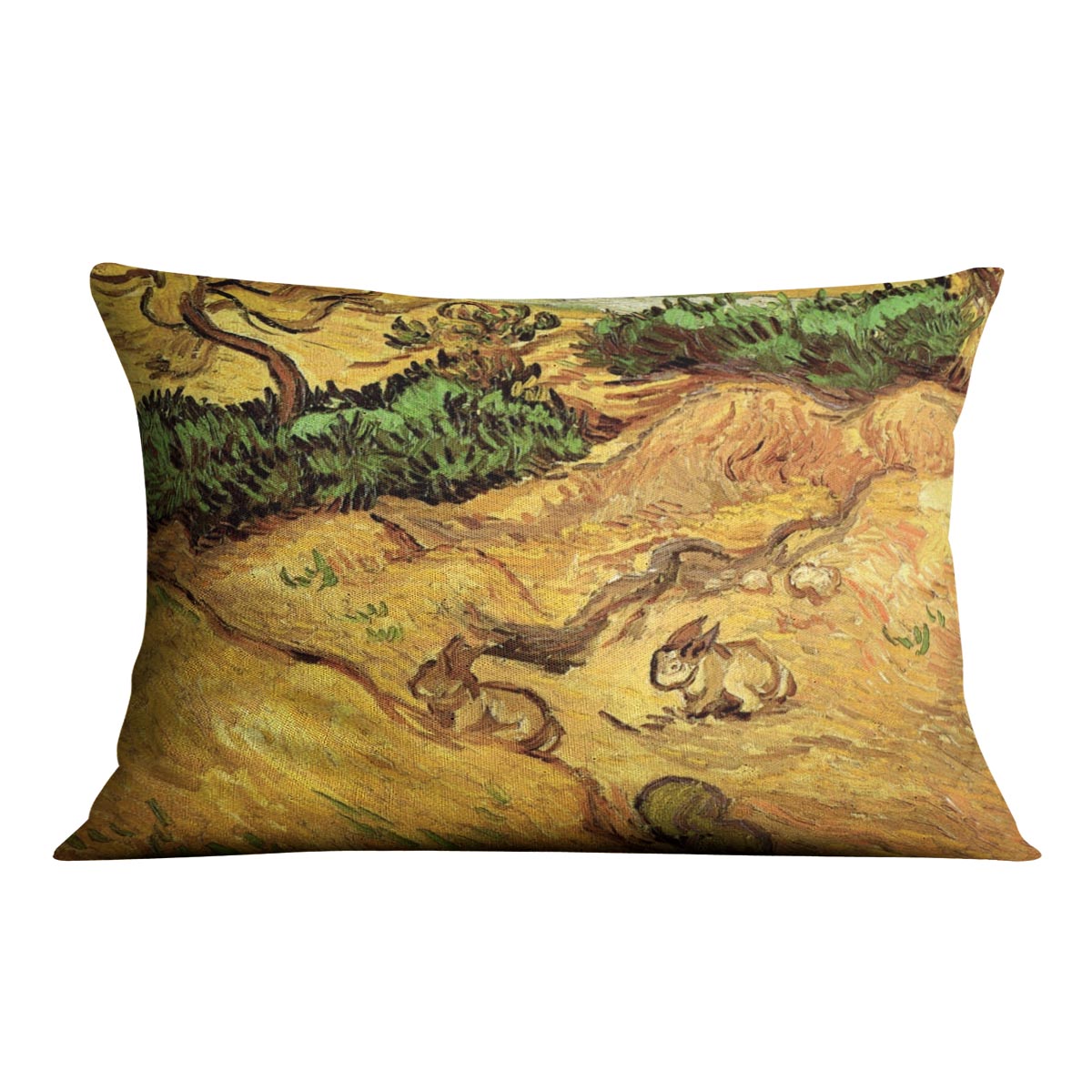 Field with Two Rabbits by Van Gogh Cushion