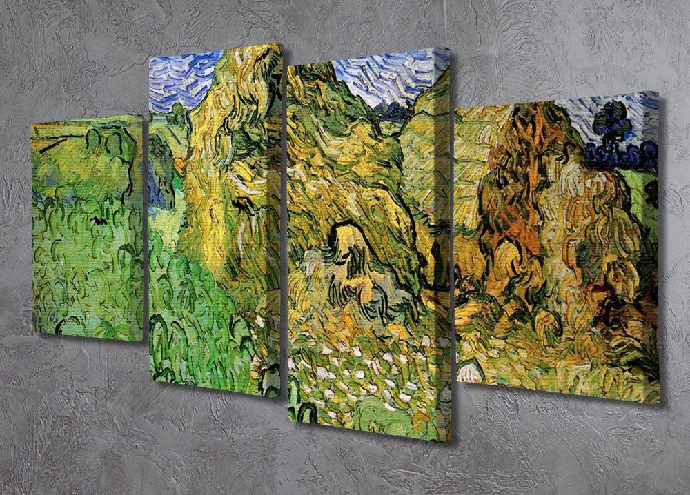 Field with Wheat Stacks by Van Gogh 4 Split Panel Canvas - Canvas Art Rocks - 2