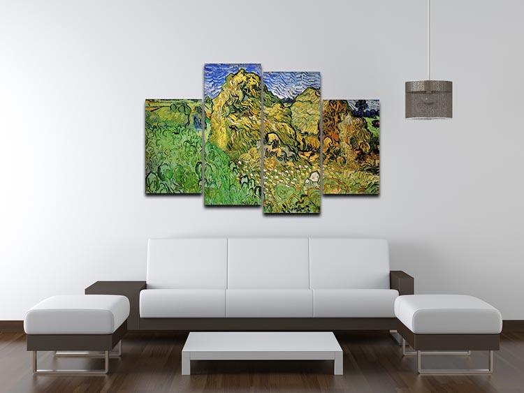 Field with Wheat Stacks by Van Gogh 4 Split Panel Canvas - Canvas Art Rocks - 3