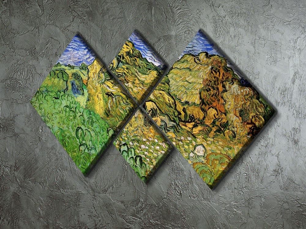 Field with Wheat Stacks by Van Gogh 4 Square Multi Panel Canvas - Canvas Art Rocks - 2
