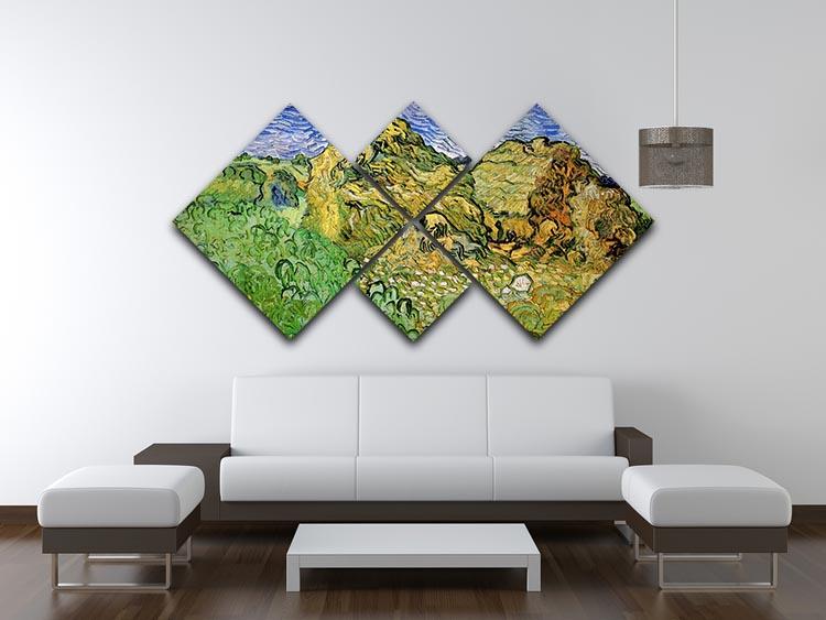 Field with Wheat Stacks by Van Gogh 4 Square Multi Panel Canvas - Canvas Art Rocks - 3
