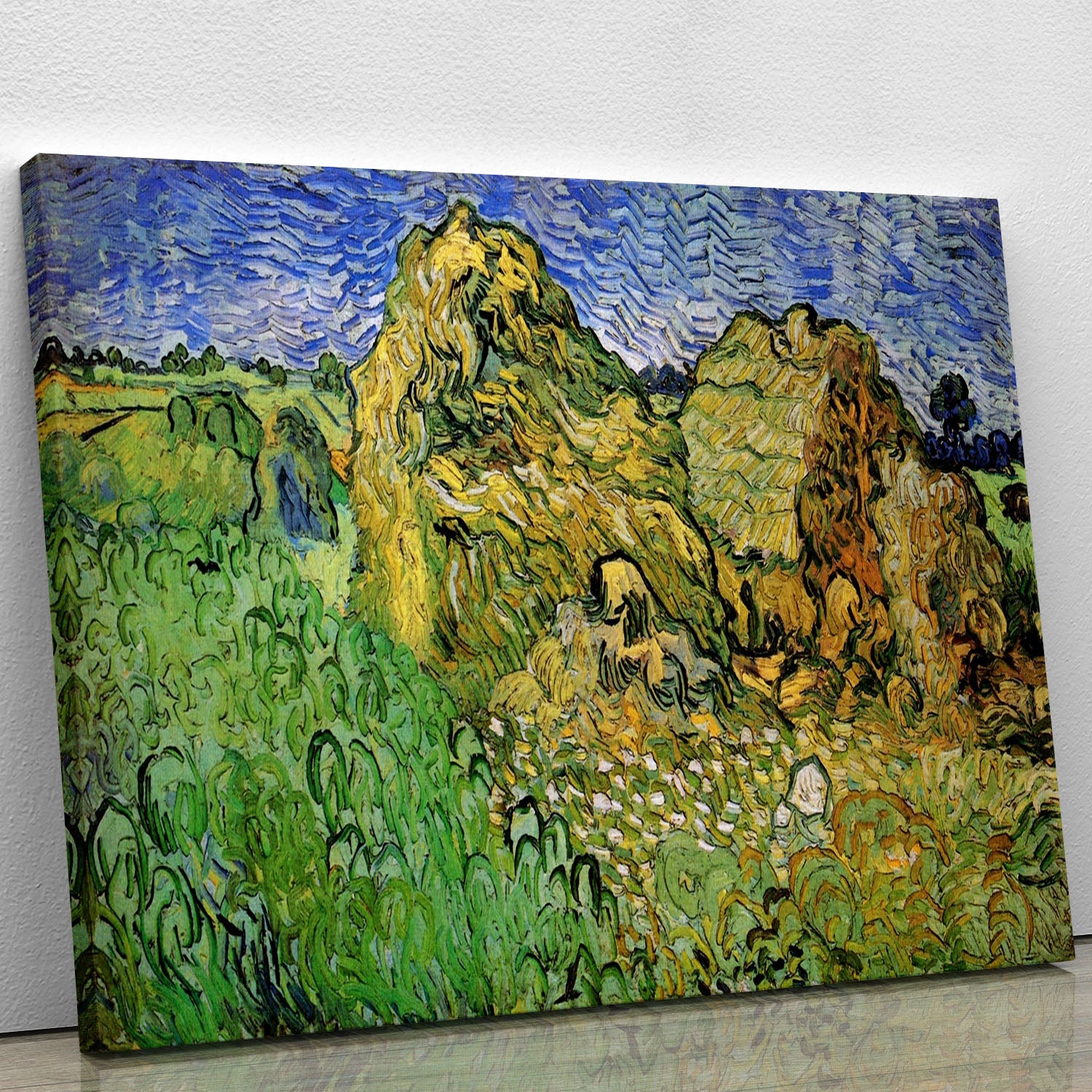 Field with Wheat Stacks by Van Gogh Canvas Print or Poster - Canvas Art Rocks - 1