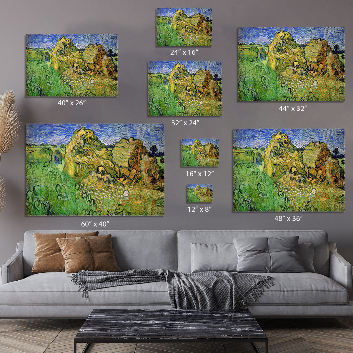 Field with Wheat Stacks by Van Gogh Canvas Print or Poster - Canvas Art Rocks - 7