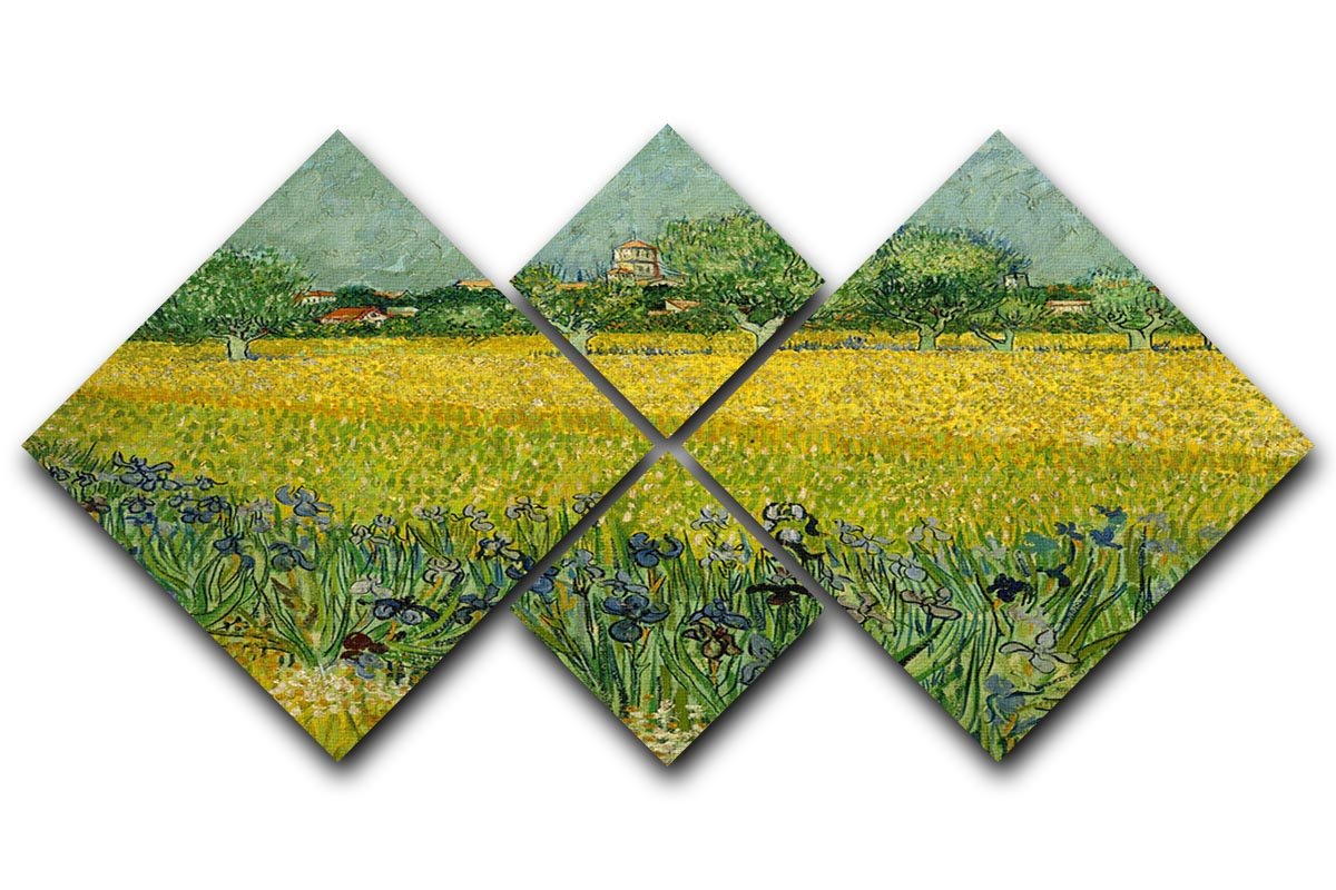 Field with flowers near Arles 4 Square Multi Panel Canvas  - Canvas Art Rocks - 1