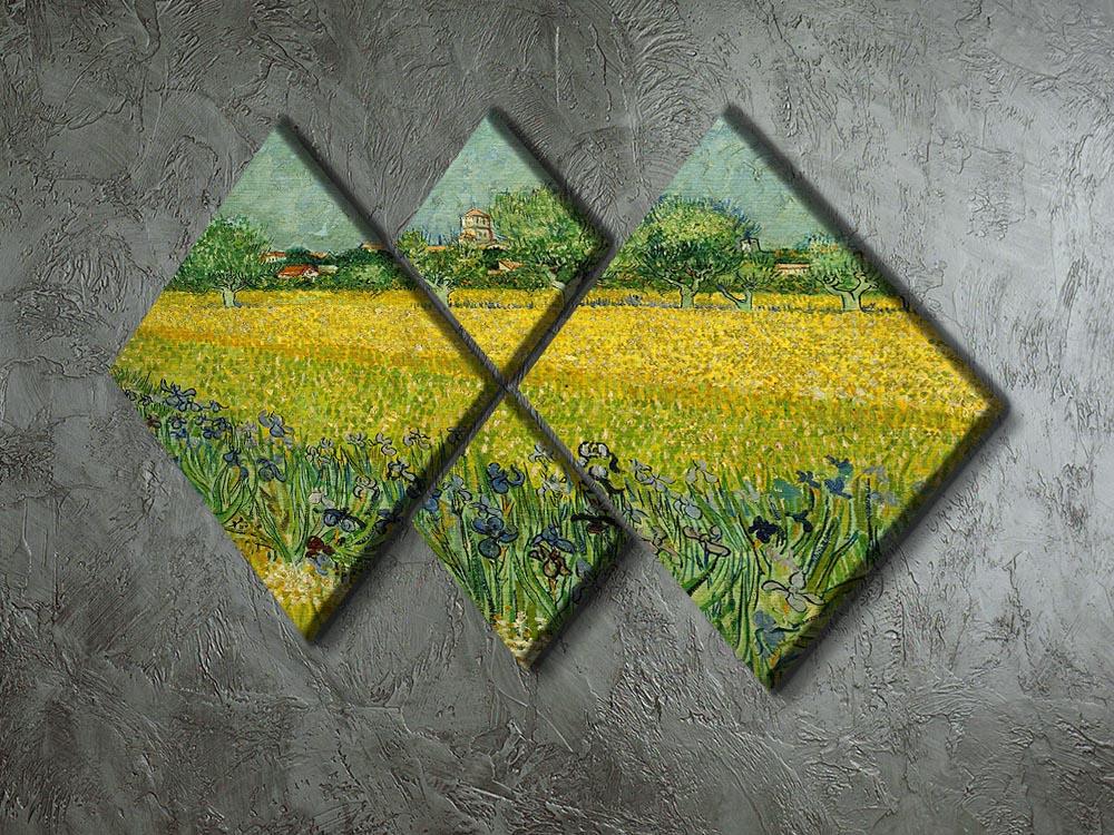 Field with flowers near Arles 4 Square Multi Panel Canvas - Canvas Art Rocks - 2