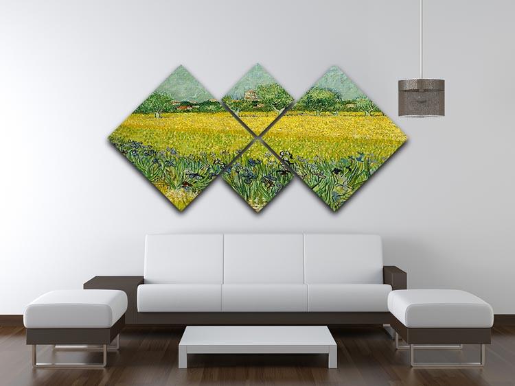 Field with flowers near Arles 4 Square Multi Panel Canvas - Canvas Art Rocks - 3