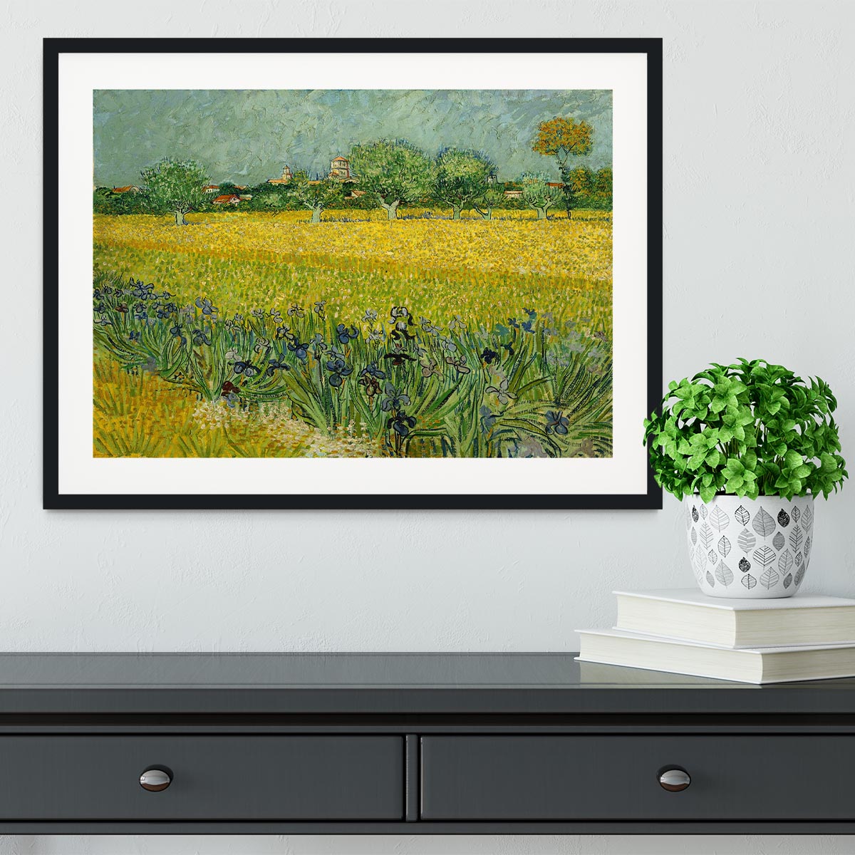 Field with flowers near Arles Framed Print - Canvas Art Rocks - 1