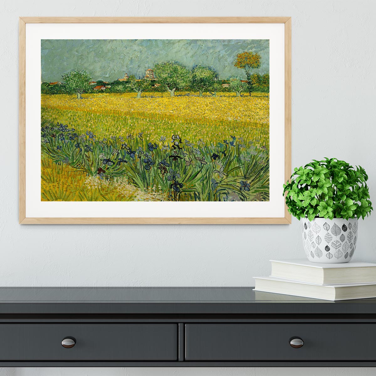 Field with flowers near Arles Framed Print - Canvas Art Rocks - 3