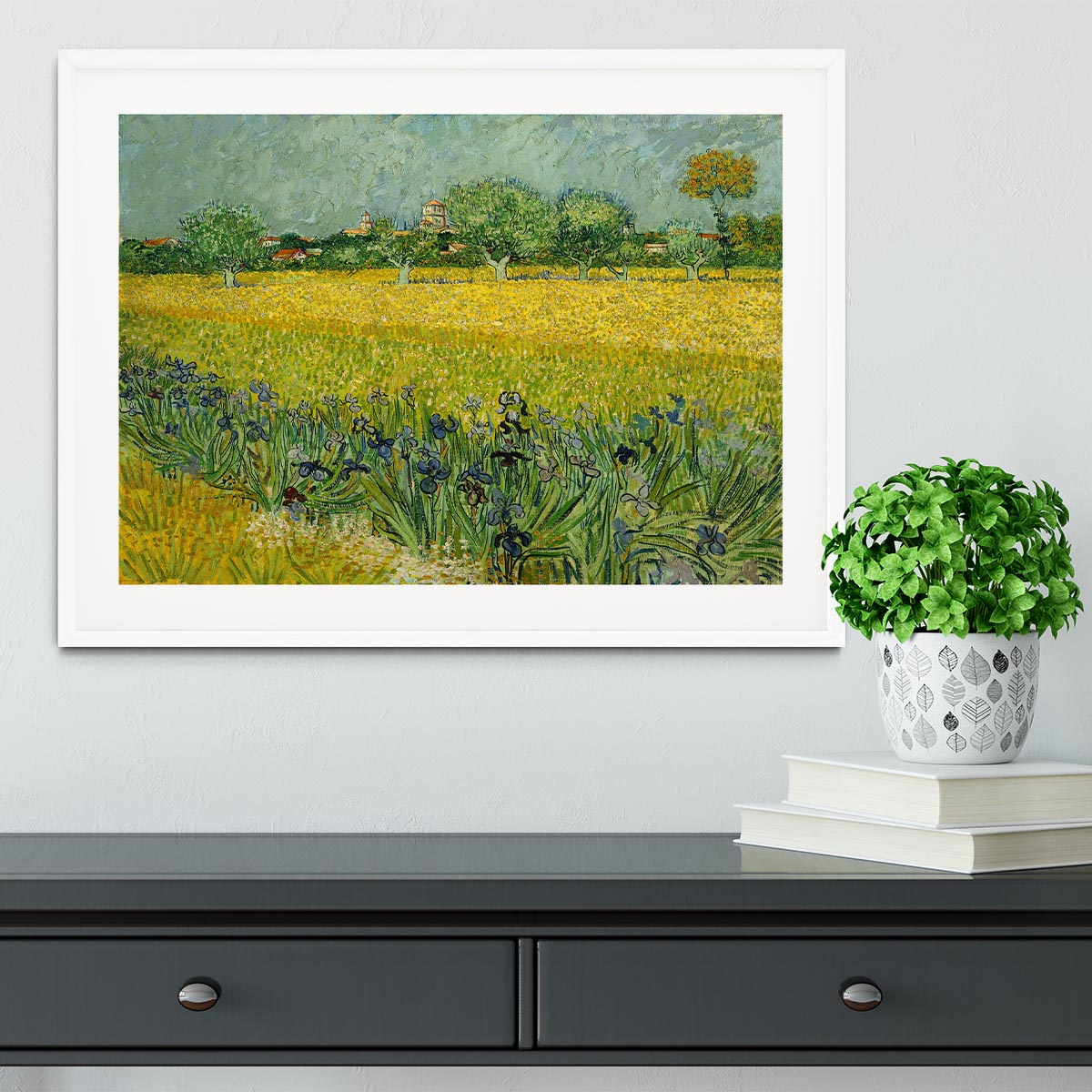 Field with flowers near Arles Framed Print - Canvas Art Rocks - 5