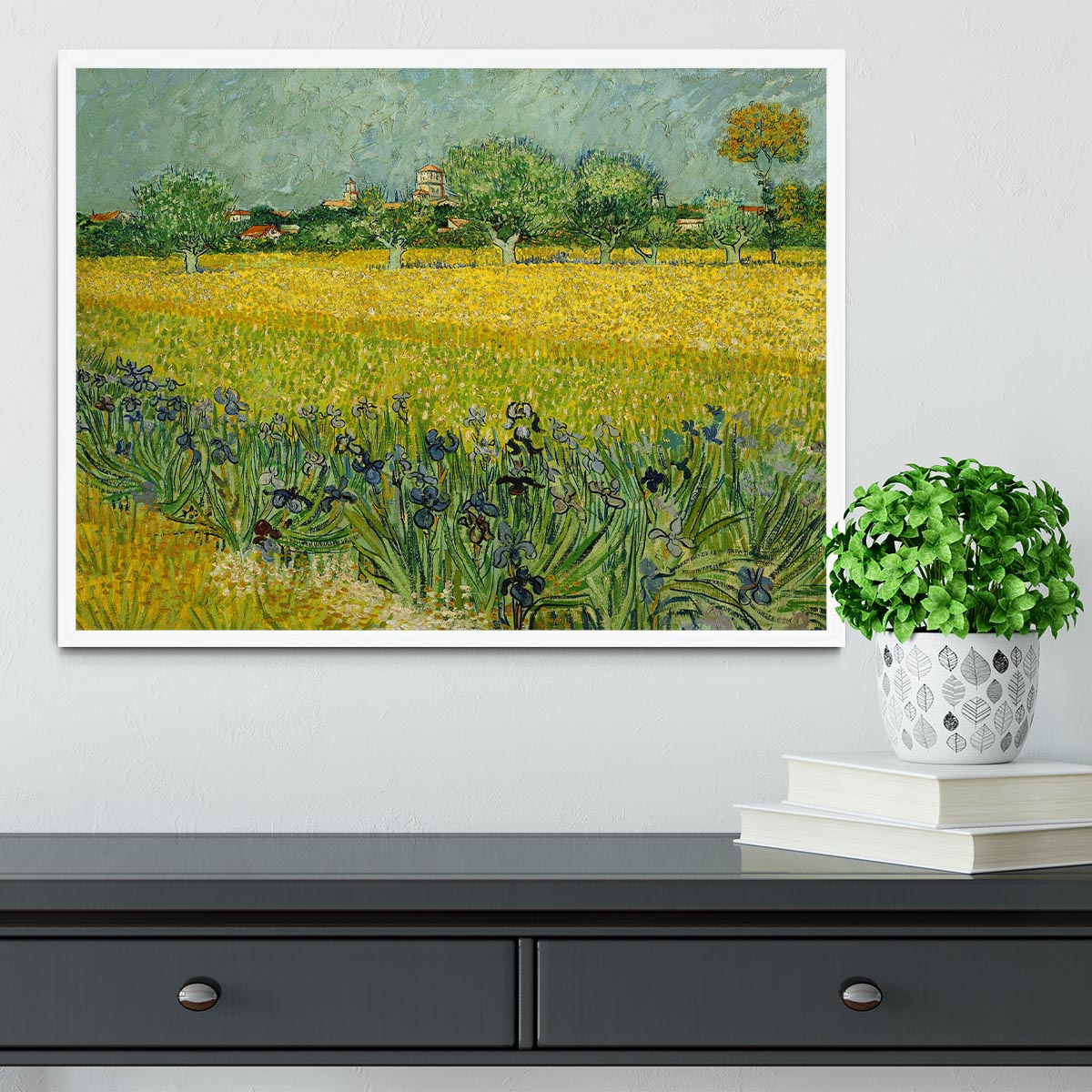 Field with flowers near Arles Framed Print - Canvas Art Rocks -6