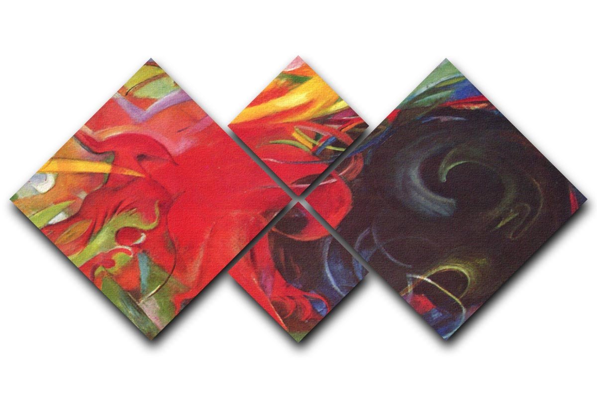 Fighting forms by Franz Marc 4 Square Multi Panel Canvas  - Canvas Art Rocks - 1