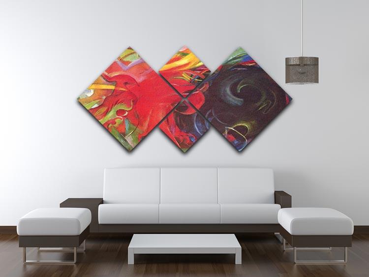 Fighting forms by Franz Marc 4 Square Multi Panel Canvas - Canvas Art Rocks - 3