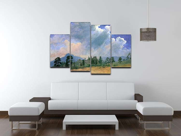 Fir trees and storm clouds by Bierstadt 4 Split Panel Canvas - Canvas Art Rocks - 3