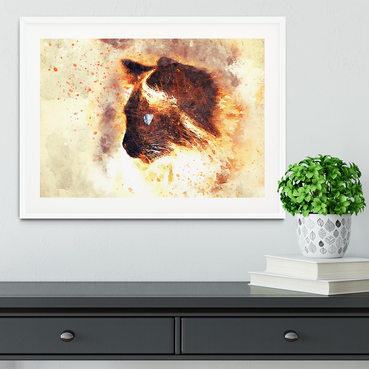 Fire Cat Painting Framed Print - Canvas Art Rocks - 5