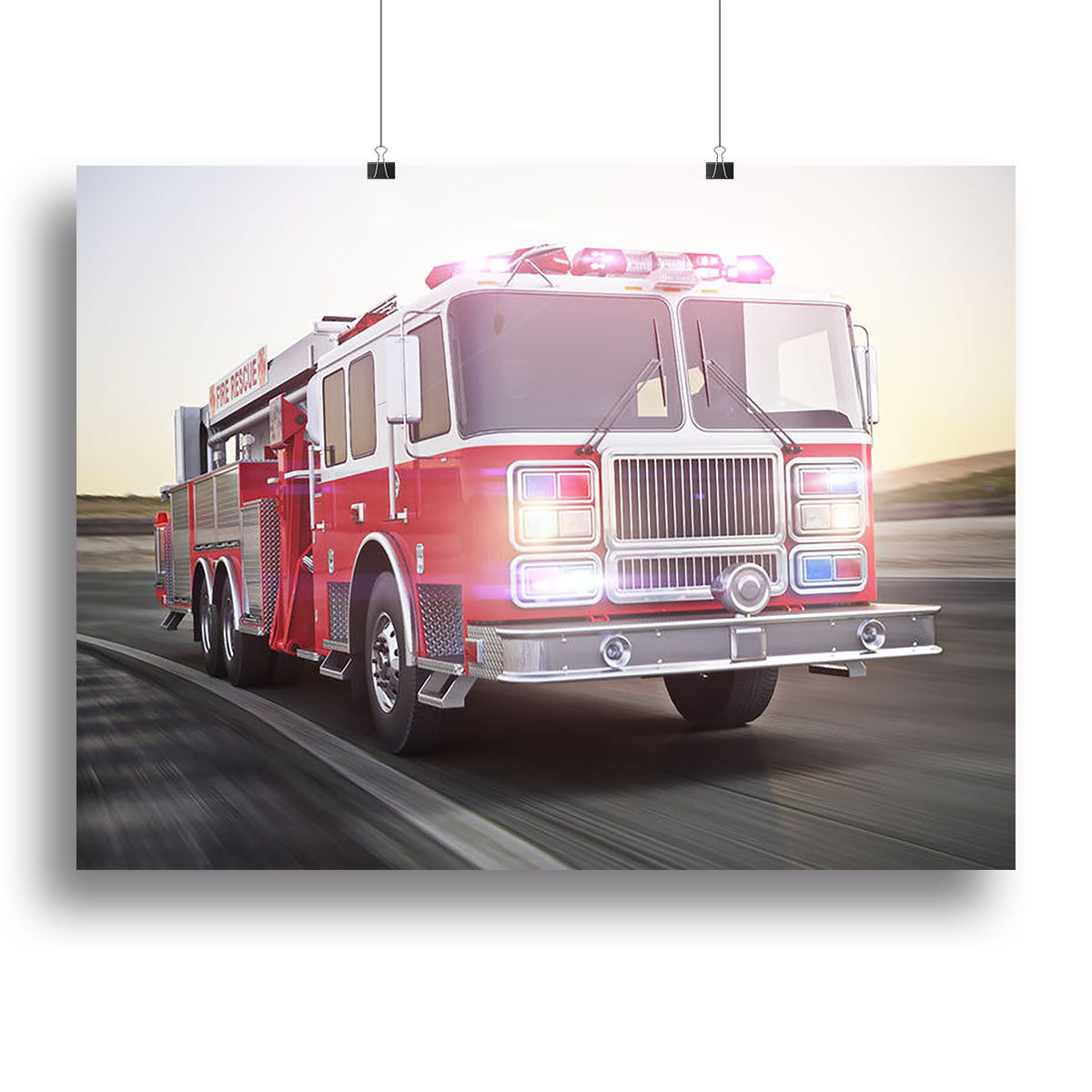 Fire truck running with lights and sirens Canvas Print or Poster - Canvas Art Rocks - 2