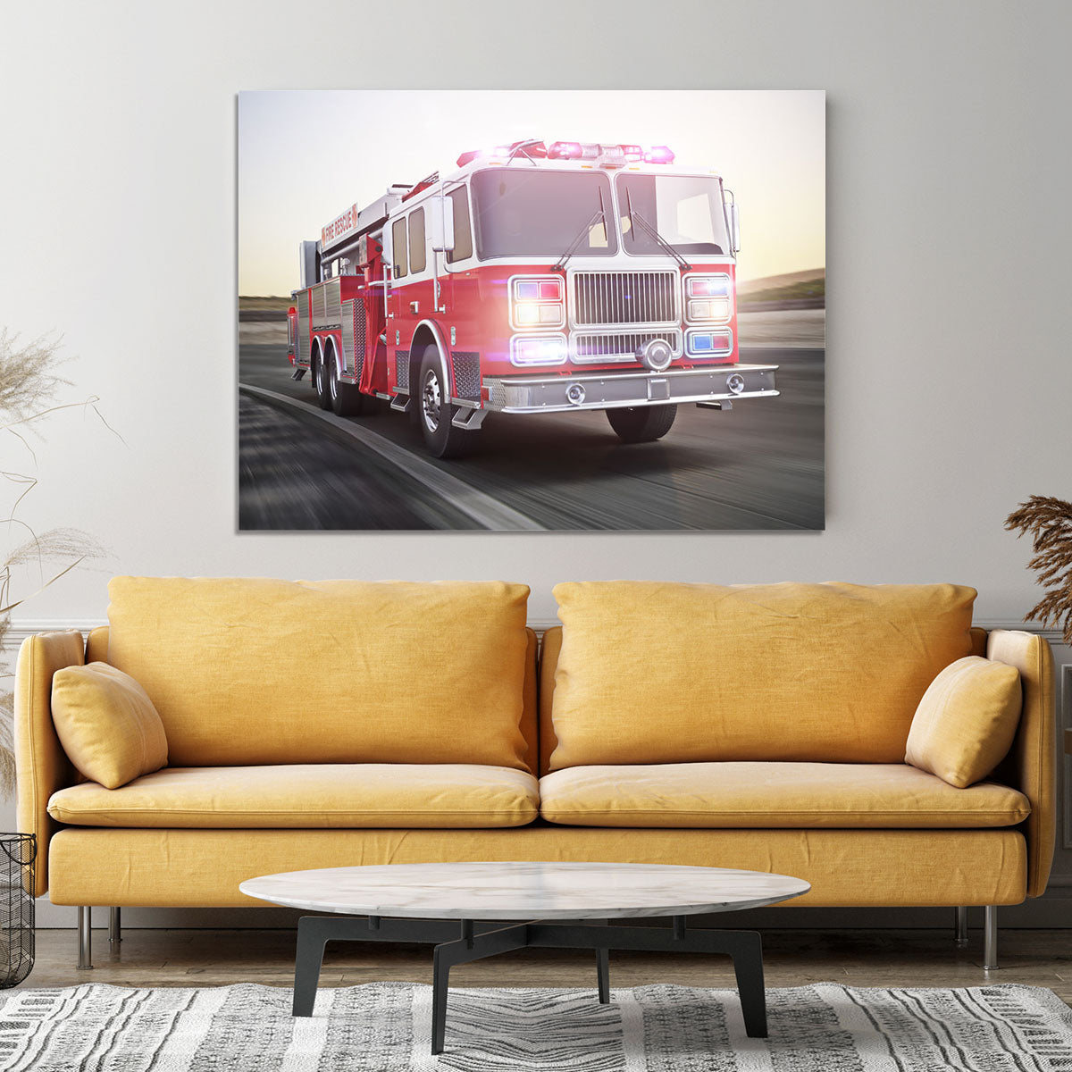 Fire truck running with lights and sirens Canvas Print or Poster - Canvas Art Rocks - 4