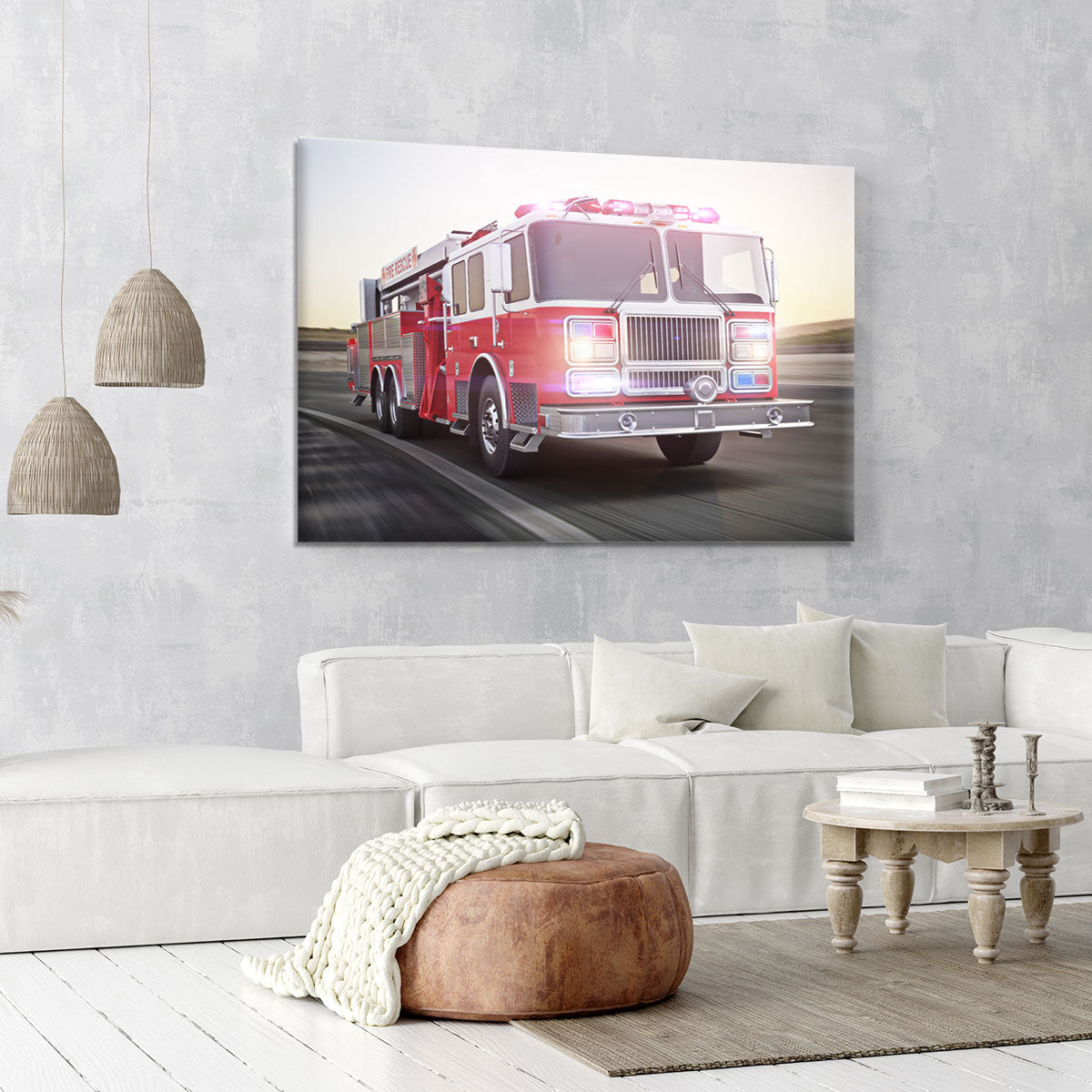 Fire truck running with lights and sirens Canvas Print or Poster - Canvas Art Rocks - 6