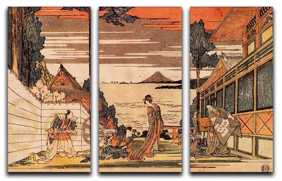 First act by Hokusai 3 Split Panel Canvas Print - Canvas Art Rocks - 1