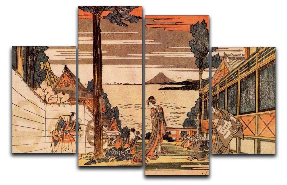 First act by Hokusai 4 Split Panel Canvas  - Canvas Art Rocks - 1