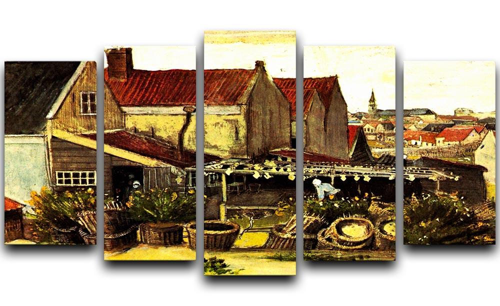 Fish-Drying Barn by Van Gogh 5 Split Panel Canvas  - Canvas Art Rocks - 1