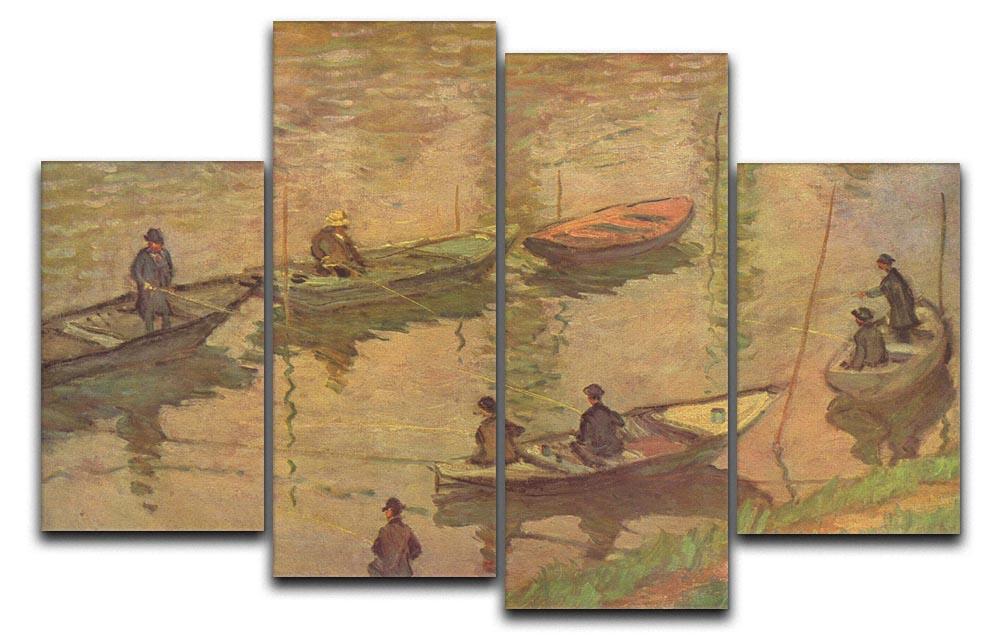 Fishermen on the Seine at Poissy by Claude_Monet 4 Split Panel Canvas  - Canvas Art Rocks - 1