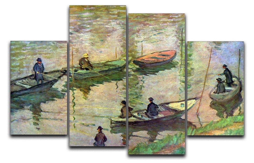 Fishermen on the Seine at Poissy by Monet 4 Split Panel Canvas  - Canvas Art Rocks - 1