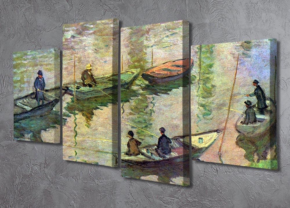 Fishermen on the Seine at Poissy by Monet 4 Split Panel Canvas - Canvas Art Rocks - 2