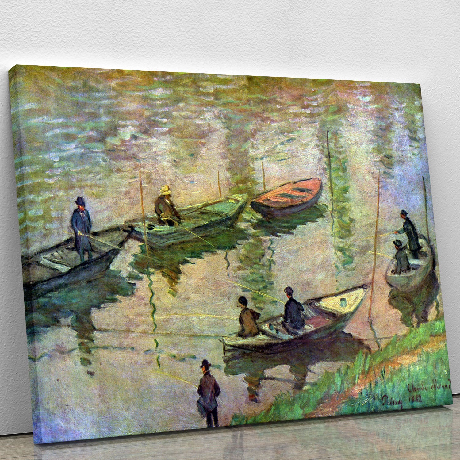Fishermen on the Seine at Poissy by Monet Canvas Print or Poster - Canvas Art Rocks - 1