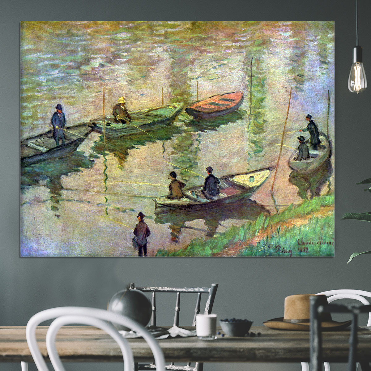 Fishermen on the Seine at Poissy by Monet Canvas Print or Poster - Canvas Art Rocks - 3