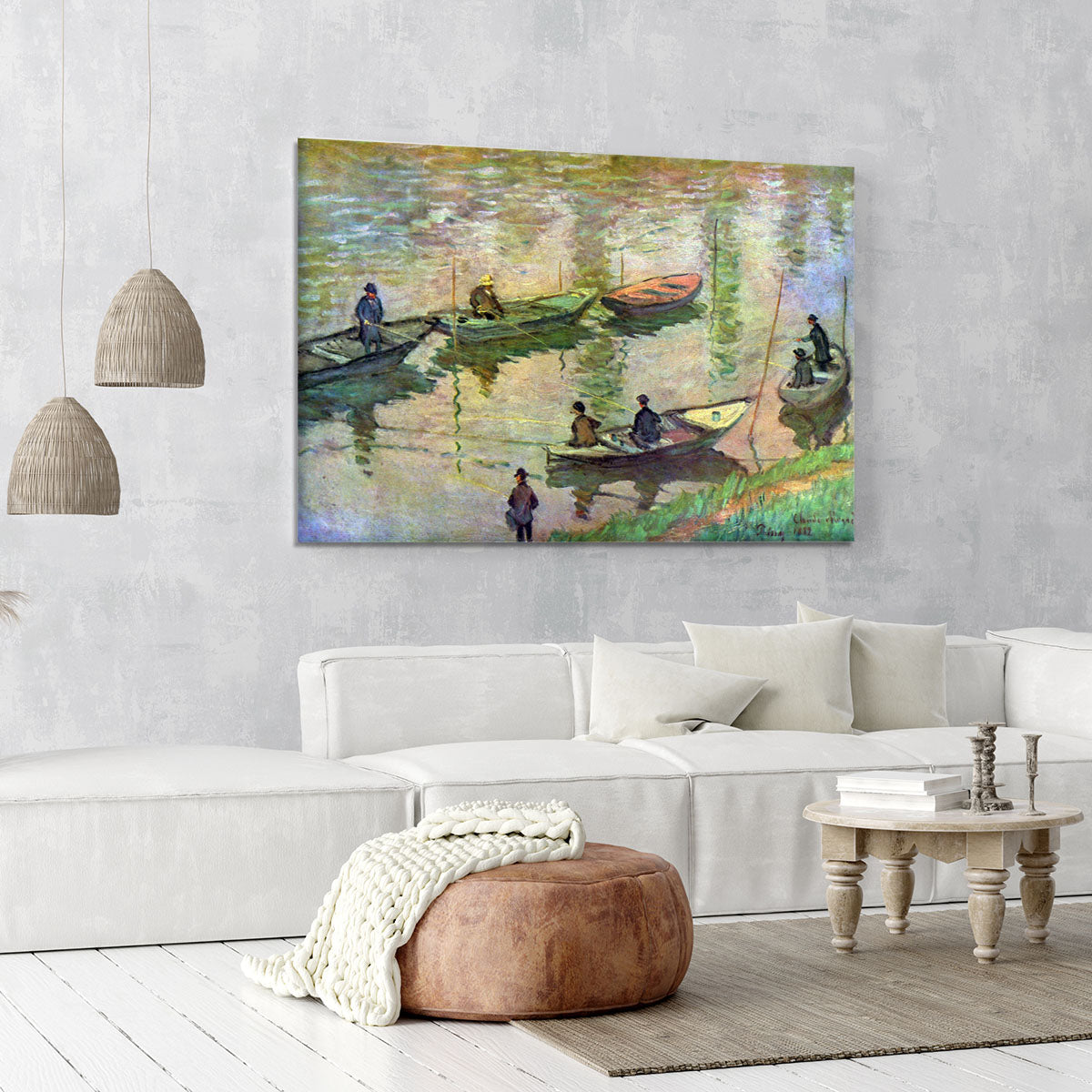 Fishermen on the Seine at Poissy by Monet Canvas Print or Poster - Canvas Art Rocks - 6