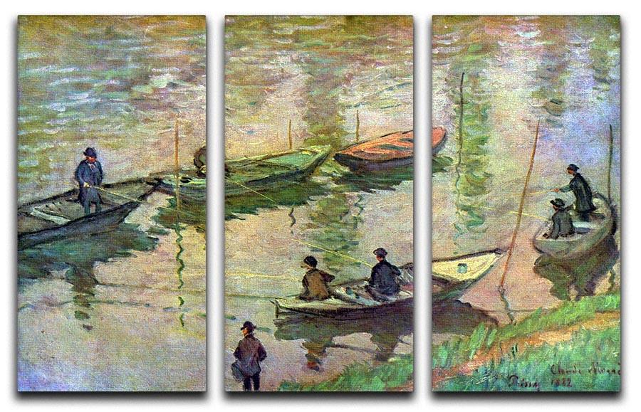 Fishermen on the Seine at Poissy by Monet Split Panel Canvas Print - Canvas Art Rocks - 4