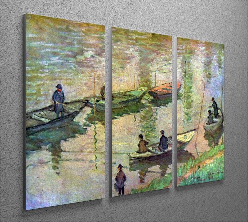Fishermen on the Seine at Poissy by Monet Split Panel Canvas Print - Canvas Art Rocks - 4