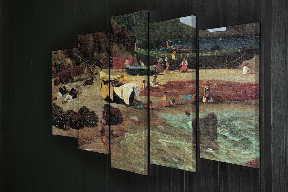 Fishing Boats on Capri by Bierstadt 5 Split Panel Canvas - Canvas Art Rocks - 2