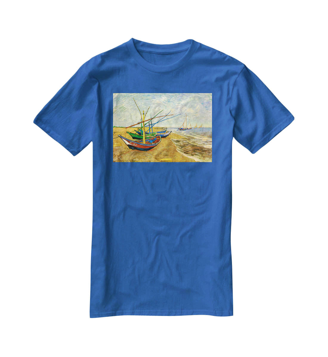 Fishing Boats on the Beach at Saintes-Maries by Van Gogh T-Shirt - Canvas Art Rocks - 2